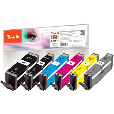 Peach, Cartouche d'impression, Jeu d'encres Canon 570XL/571XL, Multi-6-Pack BK/PBK/C/M/Y/G (C, CF, G, M, PBK, Y) - Publicité Peach, Cartouche d'impression, Jeu d'encres Canon 570XL/571XL, Multi-6-Pack BK/PBK/C/M/Y/G (C, CF, G, M, PBK, Y) - Publicité