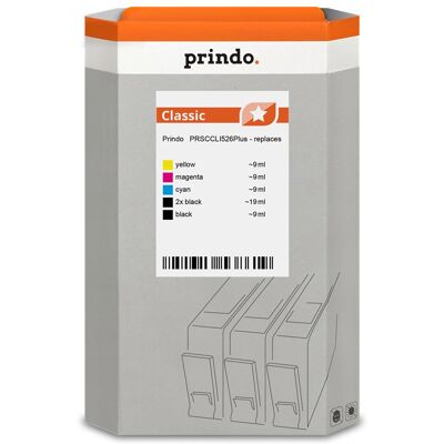 Prindo, Cartouche d'impression, compatible avec Canon 2x PGI-525pgbk+CLI-526 /// (C, CF, M, PGBK, Y) - Publicité Prindo, Cartouche d'impression, compatible avec Canon 2x PGI-525pgbk+CLI-526 /// (C, CF, M, PGBK, Y) - Publicité