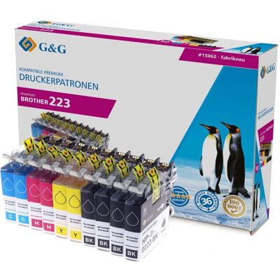 G&G, Cartouche d'impression, Patrone Brother LC-223 XL- n 10er-Set 4xBK, je 2x C,M,Y (C, CF, M, Y) - Publicité G&G, Cartouche d'impression, Patrone Brother LC-223 XL- n 10er-Set 4xBK, je 2x C,M,Y (C, CF, M, Y) - Publicité