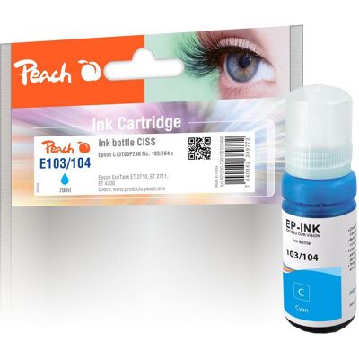 Peach, Cartouche d'impression, Encre Epson 104 (C13T00P240) cyan (C) - Publicité Peach, Cartouche d'impression, Encre Epson 104 (C13T00P240) cyan (C) - Publicité