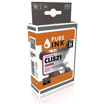 Pure Ink, Cartouche d'impression, CAN521BK PI CANON CLI521BK MP Encre photo blk rebuilt Chip 9ml (CF) - Publicité Pure Ink, Cartouche d'impression, CAN521BK PI CANON CLI521BK MP Encre photo blk rebuilt Chip 9ml (CF) - Publicité