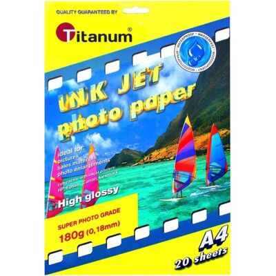 Titanum Papier photo pour imprimante A4 (397894) (180 g/m², A4, 20 pcs), Papier photo, Blanc - Publicité Titanum Papier photo pour imprimante A4 (397894) (180 g/m², A4, 20 pcs), Papier photo, Blanc - Publicité