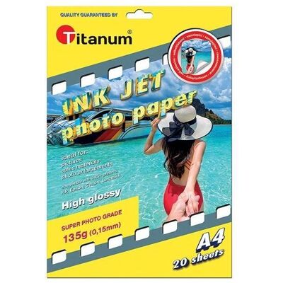 Titanum A4/20K 135g Fotopapier für Drucker (135 g/m², A4, 20 pcs), Papier photo, Blanc - Publicité Titanum A4/20K 135g Fotopapier für Drucker (135 g/m², A4, 20 pcs), Papier photo, Blanc - Publicité