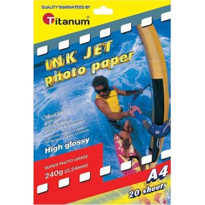 Titanum Papier photo Titan pour imprimantes au format A4 (TITA1984) (240 g/m², A4, 20 pcs), Papier photo, Blanc - Publicité Titanum Papier photo Titan pour imprimantes au format A4 (TITA1984) (240 g/m², A4, 20 pcs), Papier photo, Blanc - Publicité