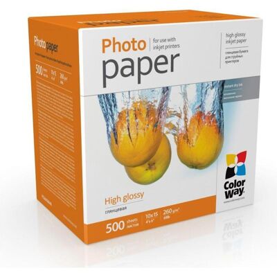 Colorway Papier photo PG2605004R Glossy, blanc, 10 x 15 cm, 260 g/m (260 g/m², 10 x 15 cm, 8 pcs), Papier photo, Blanc - Publicité Colorway Papier photo PG2605004R Glossy, blanc, 10 x 15 cm, 260 g/m (260 g/m², 10 x 15 cm, 8 pcs), Papier photo, Blanc - Publicité