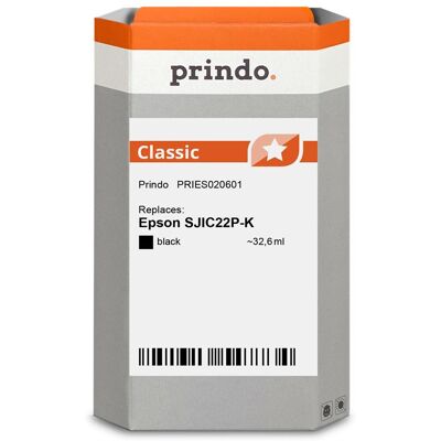 Prindo, Cartouche d'impression, compatible avec Epson SJIC22P-K - Publicité Prindo, Cartouche d'impression, compatible avec Epson SJIC22P-K - Publicité