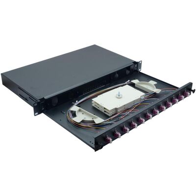 Helos Boîte d'épissure fibre optique 19" 12 x LC Duplex OM4, prête à épisser, noire, Serveur : accessoires, Noir - Publicité Helos Boîte d'épissure fibre optique 19" 12 x LC Duplex OM4, prête à épisser, noire, Serveur : accessoires, Noir - Publicité