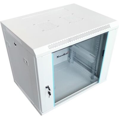 XtendLan 19" nástěnný rozvaděč 12U 600x450, nosnost 60 kg, skleněné dveře, rozložený, šedý, Armoire serveur : accessoires, Gris - Publicité XtendLan 19" nástěnný rozvaděč 12U 600x450, nosnost 60 kg, skleněné dveře, rozložený, šedý, Armoire serveur : accessoires, Gris - Publicité