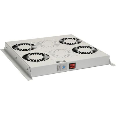 Solarix Unité de ventilation universelle à 4 ventilateurs avec thermostat, RAL7035, pour montage au plafond, Armoire serveur : accessoires, Gris - Publicité Solarix Unité de ventilation universelle à 4 ventilateurs avec thermostat, RAL7035, pour montage au plafond, Armoire serveur : accessoires, Gris - Publicité