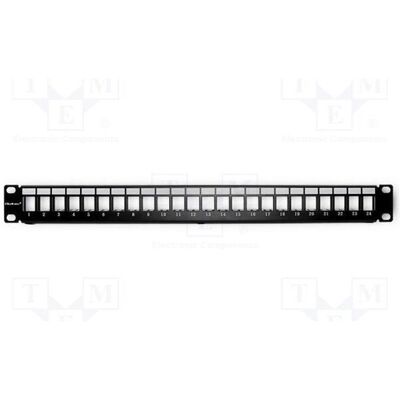 Qoltec Panneau de raccordement RACK noir, 24 prises RJ45 Nombre de ports : 24, Serveur : accessoires, Noir - Publicité Qoltec Panneau de raccordement RACK noir, 24 prises RJ45 Nombre de ports : 24, Serveur : accessoires, Noir - Publicité