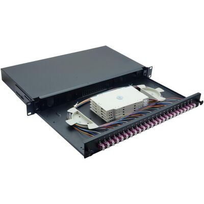Helos Boîte d'épissure fibre optique 19" 24 x LC Duplex OM4, prête à l'épissure, noire, Serveur : accessoires, Noir - Publicité Helos Boîte d'épissure fibre optique 19" 24 x LC Duplex OM4, prête à l'épissure, noire, Serveur : accessoires, Noir - Publicité