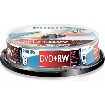 Philips 1x10 DVD+RW 4.7GB 4x SP (10x), Support de données optiques - Publicité Philips 1x10 DVD+RW 4.7GB 4x SP (10x), Support de données optiques - Publicité