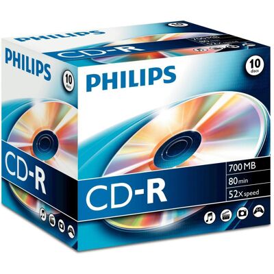 Philips 1x10 CD-R 80Min 700MB 52x JC (10x), Support de données optiques - Publicité Philips 1x10 CD-R 80Min 700MB 52x JC (10x), Support de données optiques - Publicité