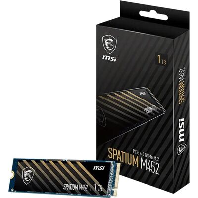 MSI SSD 1TB M.2 Gen4 Spatium M452 PCIe 4.0 3550/2700 TLC (1000 Go, M.2, M.2 2280), SSD - Publicité MSI SSD 1TB M.2 Gen4 Spatium M452 PCIe 4.0 3550/2700 TLC (1000 Go, M.2, M.2 2280), SSD - Publicité