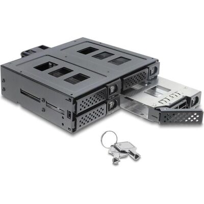Delock 5.25? Wechselrahmen für 4 x 2.5? SATA oder SAS HDD / SSD mit Schloss (47141), Disque dur : accessoires - Publicité Delock 5.25? Wechselrahmen für 4 x 2.5? SATA oder SAS HDD / SSD mit Schloss (47141), Disque dur : accessoires - Publicité