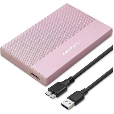Qoltec Modèle - Boîtier SATA 2,5 pouces - Rose - Stockage externe - Publicité Qoltec Modèle - Boîtier SATA 2,5 pouces - Rose - Stockage externe - Publicité