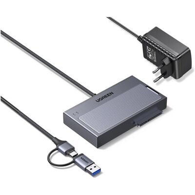 Ugreen - M.2 NVMe & SATA SSD Enclosure D320 (75621EU) - USB 3.2 10Gbps, USB-A/C, 0.5m - Grey (2.5", 3.5", M.2), Boîtier pour disques durs, Gris - Publicité Ugreen - M.2 NVMe & SATA SSD Enclosure D320 (75621EU) - USB 3.2 10Gbps, USB-A/C, 0.5m - Grey (2.5", 3.5", M.2), Boîtier pour disques durs, Gris - Publicité