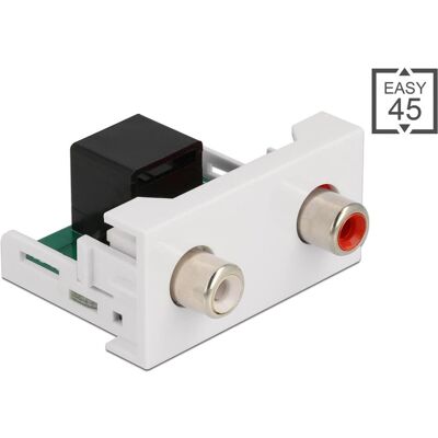 Delock Module Easy 45 2 x RCA femelle vers RJ45 femelle 22,5 x 45 mm (Adaptateur jack), Adaptateur audio, Noir, Blanc - Publicité Delock Module Easy 45 2 x RCA femelle vers RJ45 femelle 22,5 x 45 mm (Adaptateur jack), Adaptateur audio, Noir, Blanc - Publicité