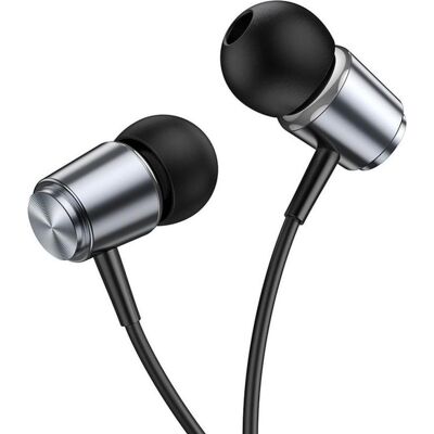 Hoco - Wired Earphones (M108) - Jack 3.5mm with Microphone, 1.2m - Metal Gray (Filaire), Écouteurs, Gris - Publicité Hoco - Wired Earphones (M108) - Jack 3.5mm with Microphone, 1.2m - Metal Gray (Filaire), Écouteurs, Gris - Publicité
