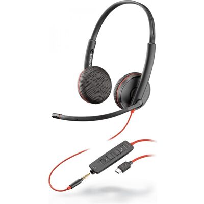 HP Poly Blackwire 3225 USB-C Duo (Filaire, USB-C), Casque micro de bureau, Noir - Publicité HP Poly Blackwire 3225 USB-C Duo (Filaire, USB-C), Casque micro de bureau, Noir - Publicité