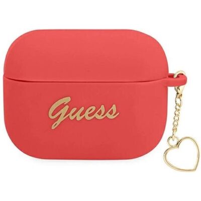 Guess Coque en silicone rouge pour AirPods Pro - Charm Heart - Publicité Guess Coque en silicone rouge pour AirPods Pro - Charm Heart - Publicité