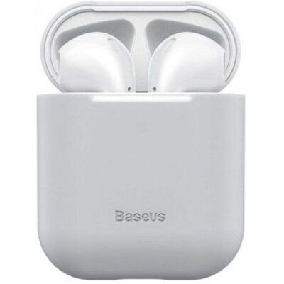 Baseus Silica Series Etui de protection en silicone ultra-mince pour AirPods 1/2 (Manchon pour casque d'écoute), Étui pour écouteurs + casque, Gris - Publicité Baseus Silica Series Etui de protection en silicone ultra-mince pour AirPods 1/2 (Manchon pour casque d'écoute), Étui pour écouteurs + casque, Gris - Publicité