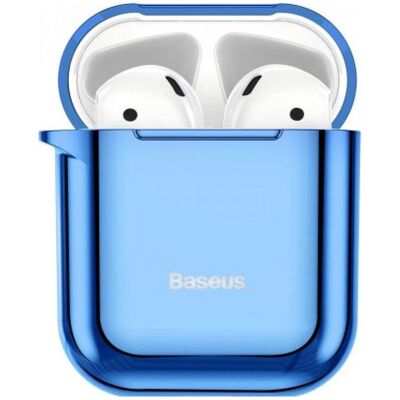 Baseus Etui de protection en silicone métallique brillant ultra-fin avec crochet pour AirPods 1/2 (Manchon pour casque d'écoute), Étui pour écouteurs + casque, Bleu - Publicité Baseus Etui de protection en silicone métallique brillant ultra-fin avec crochet pour AirPods 1/2 (Manchon pour casque d'écoute), Étui pour écouteurs + casque, Bleu - Publicité