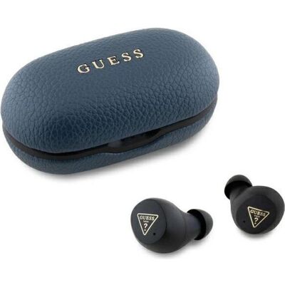 Guess PU Grained ENC TWS Écouteurs Sans Fil avec Boîtier de Charge - Bleu - Publicité Guess PU Grained ENC TWS Écouteurs Sans Fil avec Boîtier de Charge - Bleu - Publicité