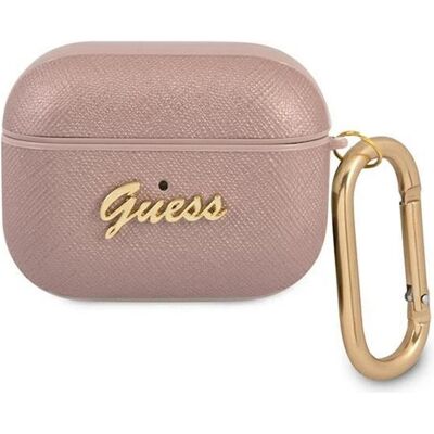 Guess Couverture Saffiano Script (Manchon pour casque d'écoute), Étui pour écouteurs + casque, Rose - Publicité Guess Couverture Saffiano Script (Manchon pour casque d'écoute), Étui pour écouteurs + casque, Rose - Publicité
