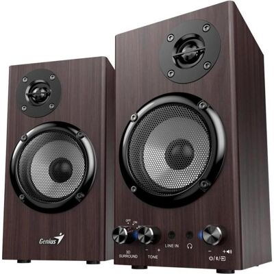 Genius SP-HF520BT Bluetooth-Lautsprecher dunkler Holz, Haut-parleur PC, Marron - Publicité Genius SP-HF520BT Bluetooth-Lautsprecher dunkler Holz, Haut-parleur PC, Marron - Publicité