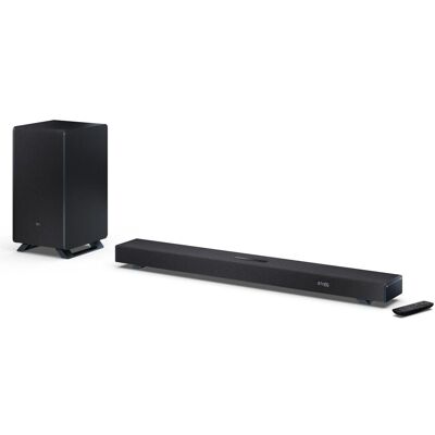 Sharp Speakers HT-SBW53121(BK) Q 3.1.2 Dolby Atmos/ DTS:X Soundbar with Wireless Subwoofer, Black (182 W, 3.1.2 Canal), Barre de son, Argent, Noir - Publicité Sharp Speakers HT-SBW53121(BK) Q 3.1.2 Dolby Atmos/ DTS:X Soundbar with Wireless Subwoofer, Black (182 W, 3.1.2 Canal), Barre de son, Argent, Noir - Publicité