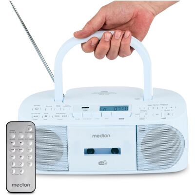 Medion LIFE DRX-1 Plus Boombox (DAB+ DAB, FM, PLL, Bluetooth), Radio, Bleu - Publicité Medion LIFE DRX-1 Plus Boombox (DAB+ DAB, FM, PLL, Bluetooth), Radio, Bleu - Publicité