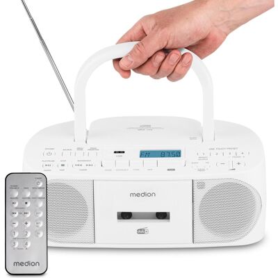 Medion LIFE DRX-1 Plus Boombox (DAB+ DAB, FM, PLL, Bluetooth), Radio, Blanc - Publicité Medion LIFE DRX-1 Plus Boombox (DAB+ DAB, FM, PLL, Bluetooth), Radio, Blanc - Publicité