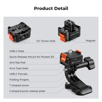 K&F Concept Adapter Szybkozłączka Na Gopro 1/4" Ładowarka Usb-c Do Dji Osmo Pocket 4 / Osmo Pocket 3 / Kf20.0018, Caméra d'action : accessoires, Noir - Publicité K&F Concept Adapter Szybkozłączka Na Gopro 1/4" Ładowarka Usb-c Do Dji Osmo Pocket 4 / Osmo Pocket 3 / Kf20.0018, Caméra d'action : accessoires, Noir - Publicité