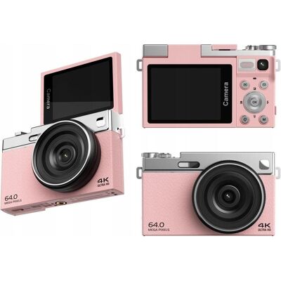 Xrec Aparat Cyfrowy 64mp / 4k / 16x Zoom / Obrotowy Ekran Lcd 2,88" / C77 / Różowy (64 Mpx), Appareil photo, Pink - Publicité Xrec Aparat Cyfrowy 64mp / 4k / 16x Zoom / Obrotowy Ekran Lcd 2,88" / C77 / Różowy (64 Mpx), Appareil photo, Pink - Publicité