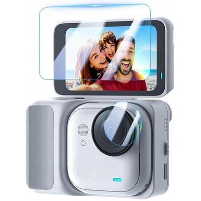 Puluz 2x Szkło Hartowane Osłona na Ekran LCD + na Obiektyw do Insta360 GO Ultra / PU784T, Caméra d'action : accessoires, Transparent - Publicité Puluz 2x Szkło Hartowane Osłona na Ekran LCD + na Obiektyw do Insta360 GO Ultra / PU784T, Caméra d'action : accessoires, Transparent - Publicité
