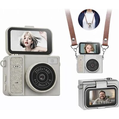 Xrec Mini Aparat Kamera Retro Video 2k Wisiorek Breloczek Obrotowy Ekran / X7 / Beżowy, Appareil photo, Beige - Publicité Xrec Mini Aparat Kamera Retro Video 2k Wisiorek Breloczek Obrotowy Ekran / X7 / Beżowy, Appareil photo, Beige - Publicité