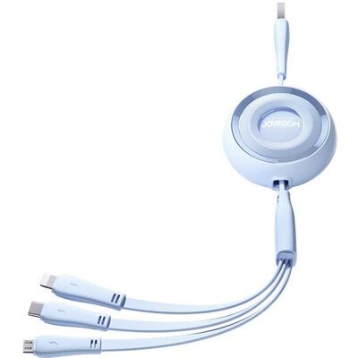 Câble de charge USB rétractable 3-en-1 Joyroom - Bleu - Publicité Câble de charge USB rétractable 3-en-1 Joyroom - Bleu - Publicité