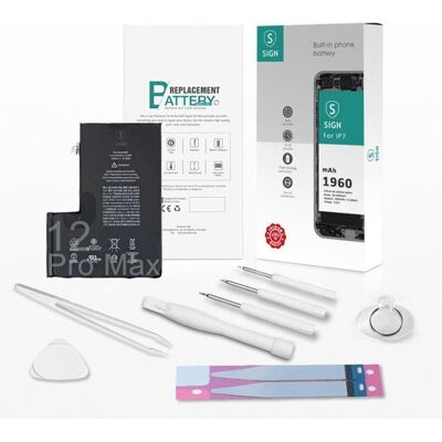 SiGN Kit de remplacement complet de la batterie - iPhone 12 Pro Max, Batterie pour téléphone portable - Publicité SiGN Kit de remplacement complet de la batterie - iPhone 12 Pro Max, Batterie pour téléphone portable - Publicité