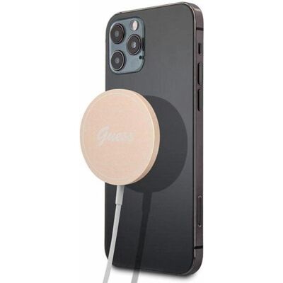 Chargeur sans fil MagSafe doré Guess - induction, 15W - Publicité Chargeur sans fil MagSafe doré Guess - induction, 15W - Publicité