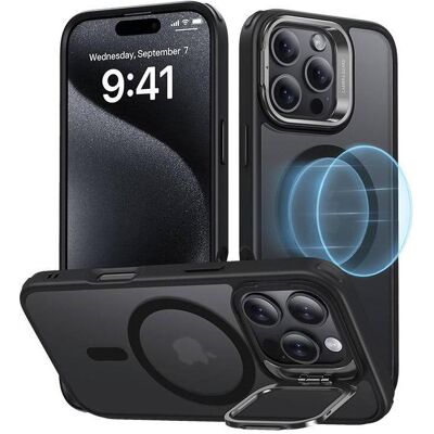 Coque hybride ESR pour iPhone 16 Pro avec support - Noir - Publicité Coque hybride ESR pour iPhone 16 Pro avec support - Noir - Publicité