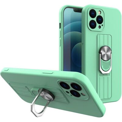 Hurtel Ring Case étui en silicone avec grip et support pour iPhone 12 mini mint (Apple iPhone 12 mini), Coque pour téléphone portable, Vert - Publicité Hurtel Ring Case étui en silicone avec grip et support pour iPhone 12 mini mint (Apple iPhone 12 mini), Coque pour téléphone portable, Vert - Publicité