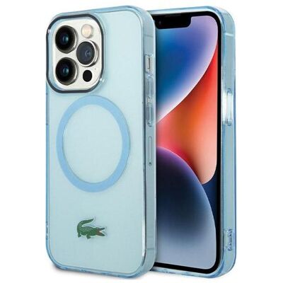 Lacoste - iPhone 15 Pro - Bleu - MagSafe - Étui de téléphone - Publicité Lacoste - iPhone 15 Pro - Bleu - MagSafe - Étui de téléphone - Publicité