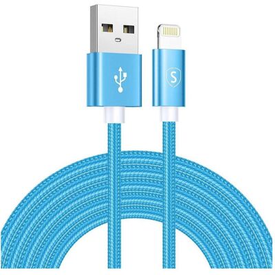 Câble Lightning SiGN 3m Nylon - Bleu - Câble de charge - Publicité Câble Lightning SiGN 3m Nylon - Bleu - Câble de charge - Publicité