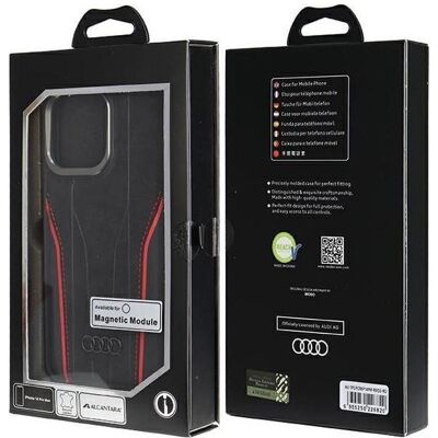 Coque en Cuir Véritable MagSafe pour iPhone 14 Pro Max Noir-Rouge - Étui - Publicité Coque en Cuir Véritable MagSafe pour iPhone 14 Pro Max Noir-Rouge - Étui - Publicité
