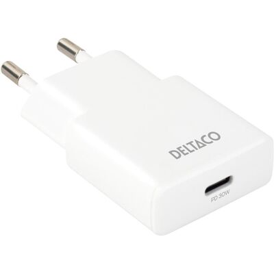 Chargeur Appareil Mobile Deltaco USBC-AC156 - Blanc - Charge rapide - Publicité Chargeur Appareil Mobile Deltaco USBC-AC156 - Blanc - Charge rapide - Publicité
