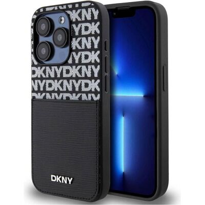 Étui porte-cartes en cuir noir DKNY pour iPhone 15 Pro Max - Publicité Étui porte-cartes en cuir noir DKNY pour iPhone 15 Pro Max - Publicité
