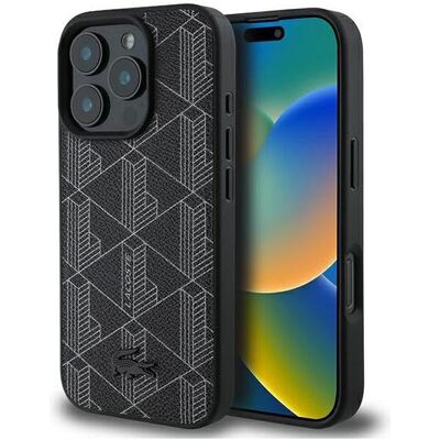 Lacoste - LCHMP16XPBSK - Noir - Monogram Blend MagSafe - Étui téléphone - Publicité Lacoste - LCHMP16XPBSK - Noir - Monogram Blend MagSafe - Étui téléphone - Publicité