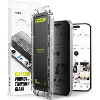Verre Trempé Privacy Ringke pour iPhone 16 Pro - Smartphone - Publicité Verre Trempé Privacy Ringke pour iPhone 16 Pro - Smartphone - Publicité
