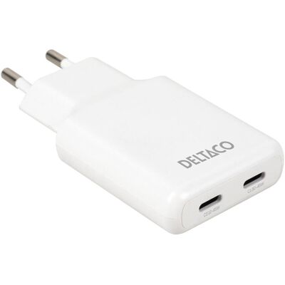 Chargeur USB-C Deltaco USBC-AC200 Blanc 45W - Voyage Rapide - Publicité Chargeur USB-C Deltaco USBC-AC200 Blanc 45W - Voyage Rapide - Publicité